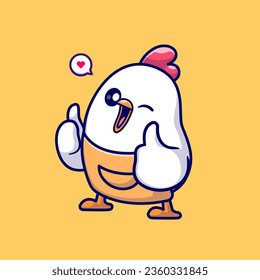 Chef Cute Chicken Con Thumbs Arriba Ilustración Del Icono Del Vector De Caricaturas. Vector Premium Aislado De Icono De Profesión Animal. Estilo de dibujo plano