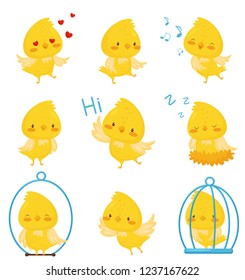 Cute chicken chracters in various situations set, emotional funny bird cartoon character vector Illustration on a white background