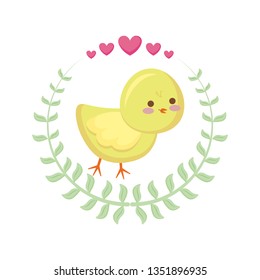 cute chicken in crown of leafs