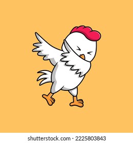 Cute Chicken Dabbing Cartoon Vector Icons Illustration. Flat Cartoon Concept. Suitable for any creative project.
