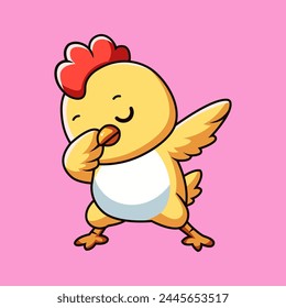 Cute chicken dabbing pose cartoon vector illustration