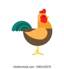 Cute chicken design vector illustration in color. Hen and Rooster logo template. Male and female chicken mascot design.