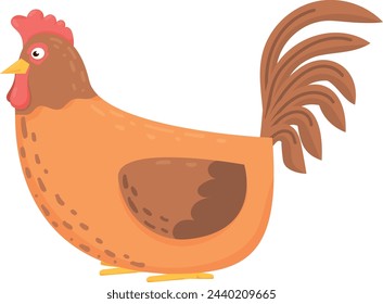 Cute chicken. Domestic farm bird. Cartoon animal