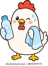 A cute chicken drinking