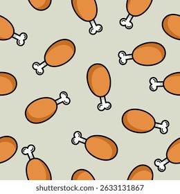 Cute chicken drumstick pattern background vector design