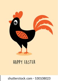 cute chicken easter day greeting card