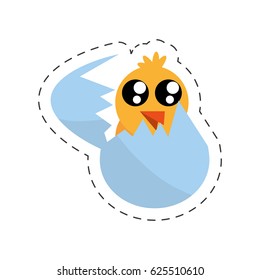 cute chicken easter egg broken - cut line