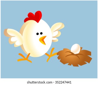 cute chicken with egg