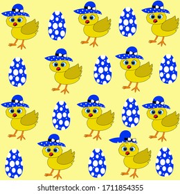 cute chicken and egg  cartoon pattern  illustration vector 