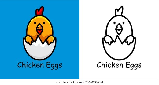 cute chicken egg illustration vector logo