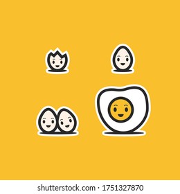 Cute chicken eggs character vector