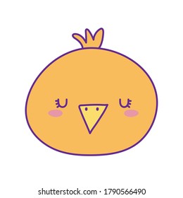 Cute chicken face cartoon line and fill style icon design, Animal zoo life nature and character theme Vector illustration