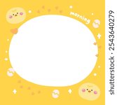 Cute chicken face head in paper note.Stationary template.Eggs,chicken footprints,heart hand drawn.Bird farm animal character cartoon design.Image for card,sticker,paper sheet.Kawaii.Vector.