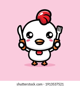 cute chicken is getting ready to eat