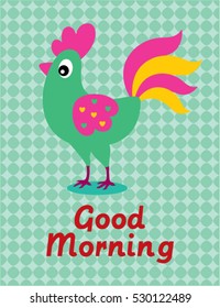 cute chicken good morning poster vector