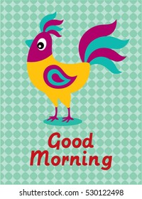 cute chicken good morning poster vector