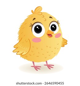 Cute chicken hand-drawn on a white background. Vector illustration