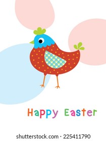 cute chicken happy easter day greeting card