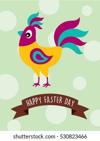 cute chicken happy easter day greeting card