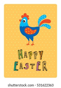 cute chicken happy easter day greeting card