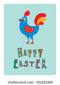 cute chicken happy easter day greeting card