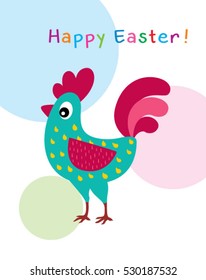 cute chicken happy easter greeting card