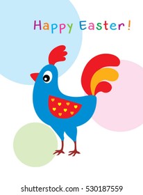 cute chicken happy easter greeting card
