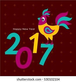 cute chicken happy new year 2017 greeting vector