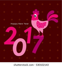cute chicken happy new year 2017 greeting vector