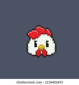 cute chicken head in pixel style