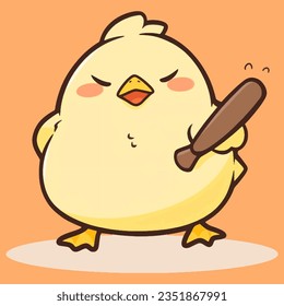 cute chicken holding a baseball bat