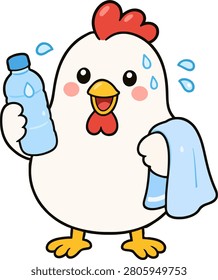 A cute chicken holding