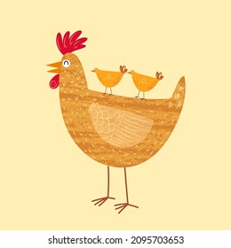 Cute Chicken icon character hand drawing vector illustration.