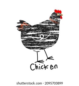 Cute Chicken icon character hand drawing vector illustration.