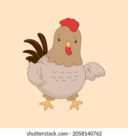 Cute chicken icon character vector illustration.