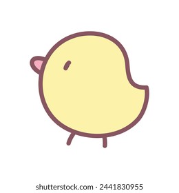 Cute chicken icon. Hand drawn illustration of a little yellow baby bird isolated on a white background. Kawaii sticker. Vector 10 EPS.
