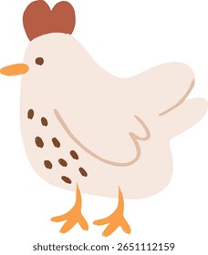 Cute chicken illustration in a flat cartoon style
