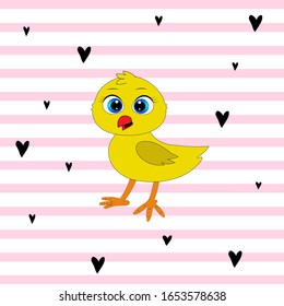 cute chicken illustration on pink background