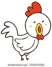 Ilustração de frango bonito. Vista lateral.  Ilustração vetorial em um fundo branco.
