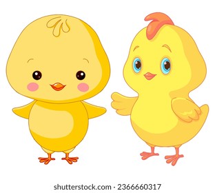 cute chicken illustration vector kids story book character design bird vector.
