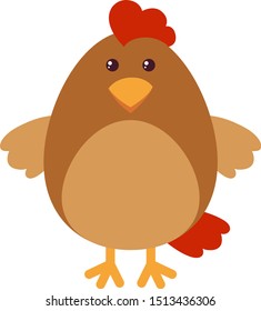 Cute chicken, illustration, vector on white background.