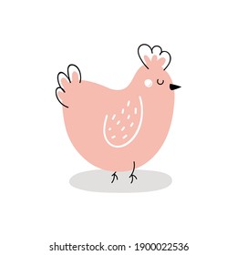  Cute chicken isolated on white background. Easter chicken