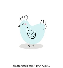  Cute chicken isolated on white background. Easter chicken. Design for Easter. Flat cartoon vector illustration