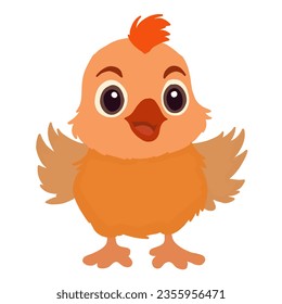 Cute chicken isolated on white background. Vector illustration