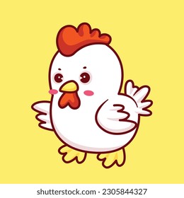 Cute chicken kawaii cartoon icon vector illustration