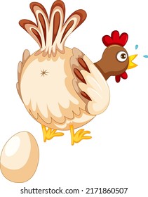 Cute chicken laying eggs illustration