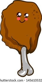 Cute chicken leg, illustration, vector on white background.
