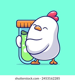 Cute Chicken Liquid Medicine Cartoon Vector Icon Illustration. Animal Medical Icon Concept Isolated Premium Vector. Flat Cartoon Style