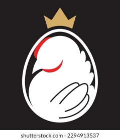 logotipo de pollo lindo con corona