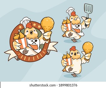 Cute Chicken Logo Mascot Set Stock Vector (Royalty Free) 1899801376 ...